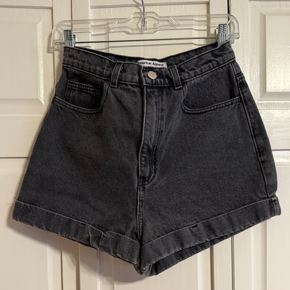 American Apparel Dark Gray/ Washed Black Jean Shorts size 29